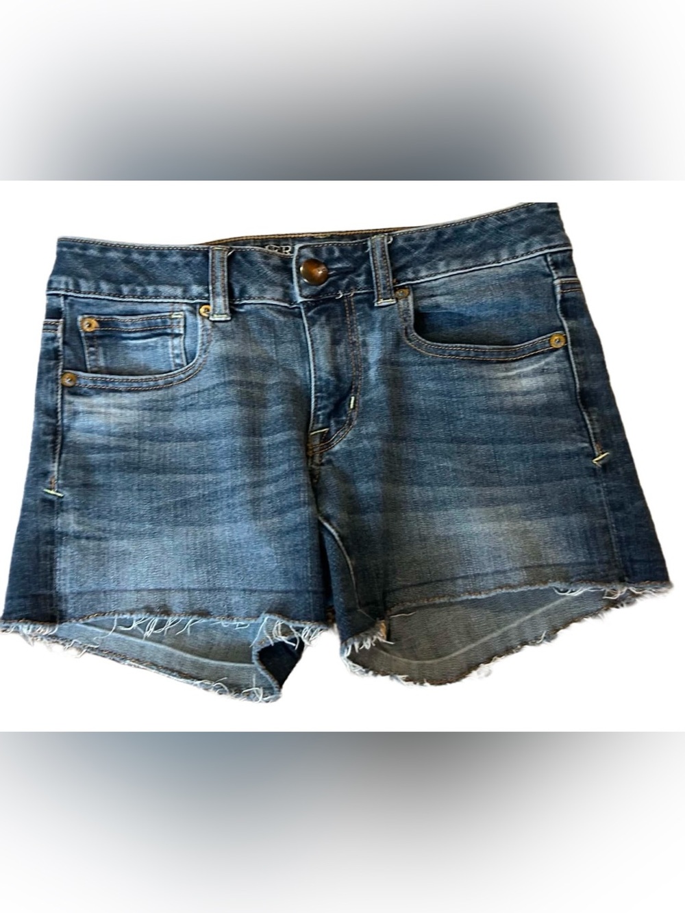 American Eagle Outfitters Distressed Dark Blue Denim Cutoff Shorts Size 2
